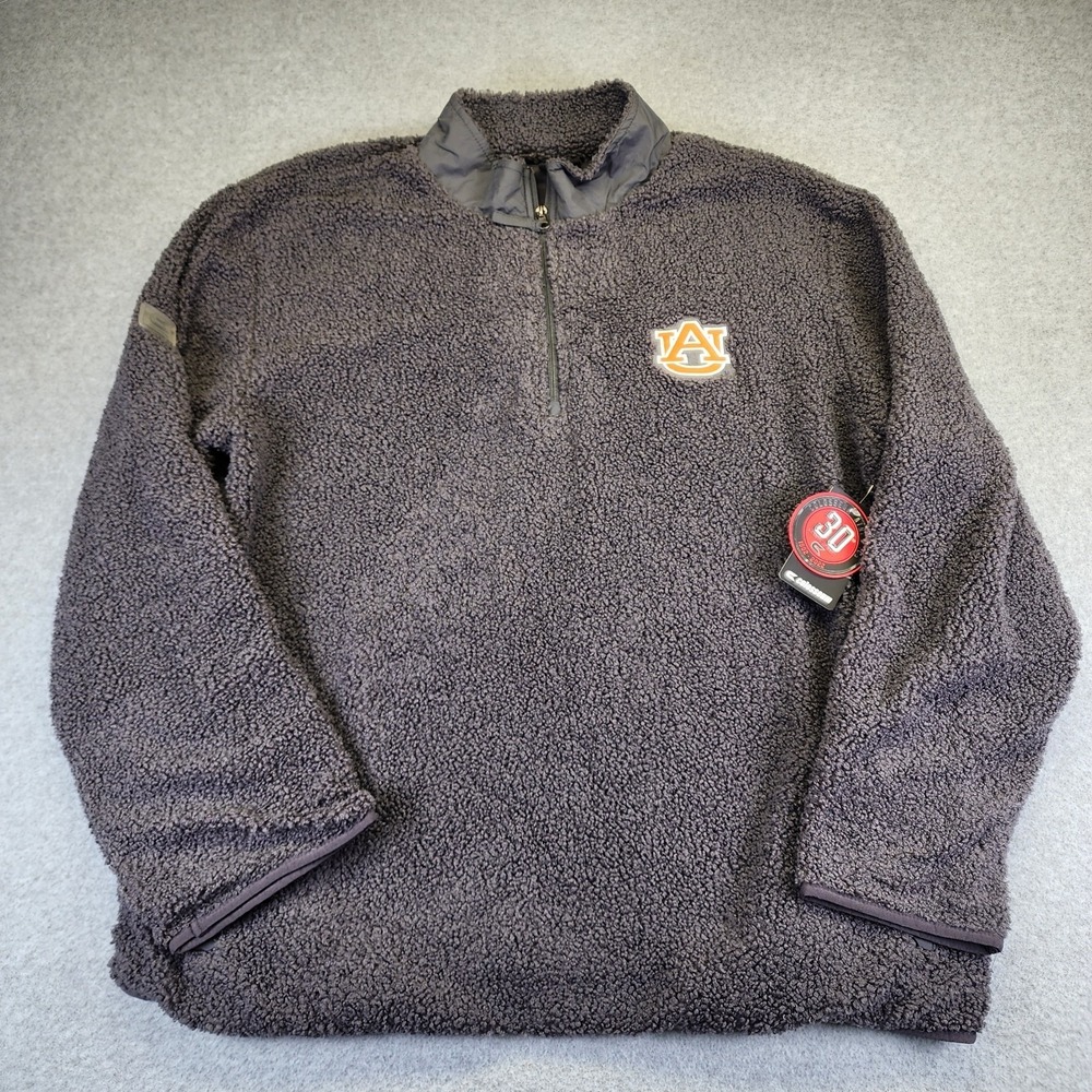 Auburn Tigers Sherpa 1/4 Zip Mens‎ 2XL XXL Pullover Colosseum Sweater Gray